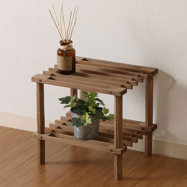 ぬくもりを感じる 木製2段ハーフラック